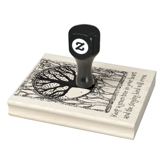 Grüne Baumsprichwort-Briefmarke Gummistempel (Stempel)