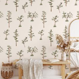 Grüne Baumwaldmuster Tapete