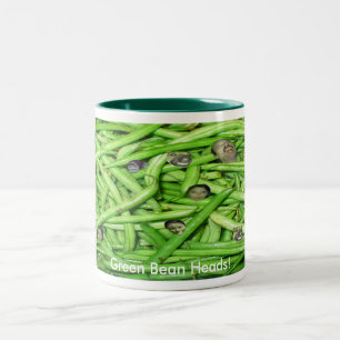Grüne Beanenköpfe! Zweifarbige Tasse