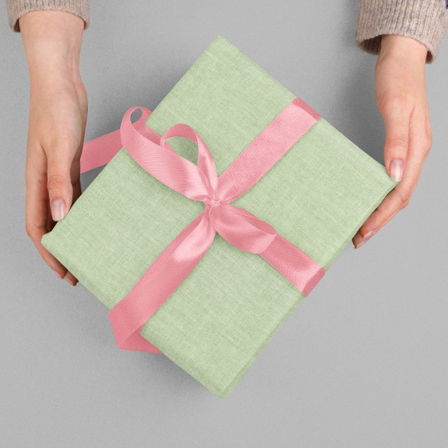 Grüne Beige Leinen-Imitat-Stofftextur Geschenkpapier (Von Creator hochgeladen)