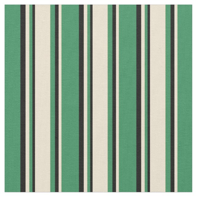 Grüne, beige und schwarze Linien Stoff (Nahaufnahme)