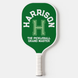 Grüne benutzerdefinierte Monogramm-Name, Initial u Pickleball Schläger