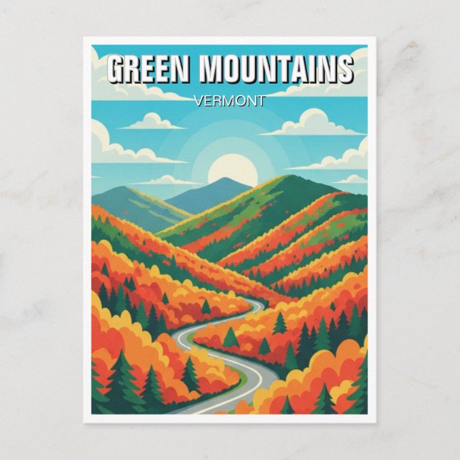 Grüne Berge Vermont Fall Foilage Postkarte (Vorderseite)