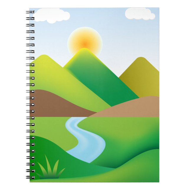 Grüne Berglandschaft mit Spiral Foto Notebook Notizblock (Vorderseite)