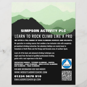 Grüne Berglandschaft, Wandern & Kletterwerbung Flyer