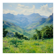 Grüne bewaldete Gipfel Fine Art | Impressionismus