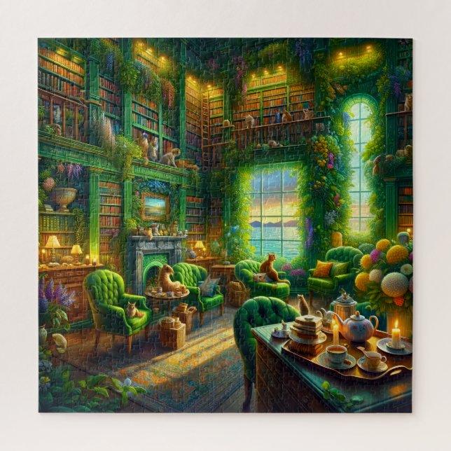 Grüne Bibliothekskatze Küstenblick (Vertikal)