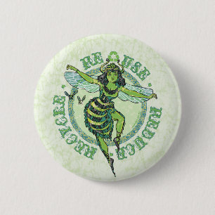 Grüne Biene Earthday durch Mudge Studios Button