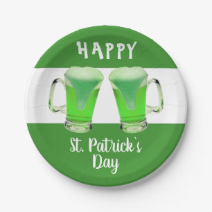 Grüne Bierglas Frohe St. Patrick`s day Teller