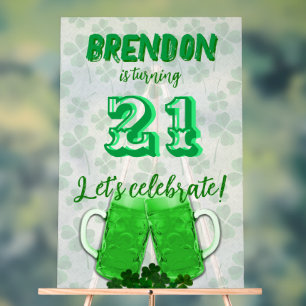 Grüne Bierkrüge Geburtstagsfeier Acryl-Schild Acrylschild