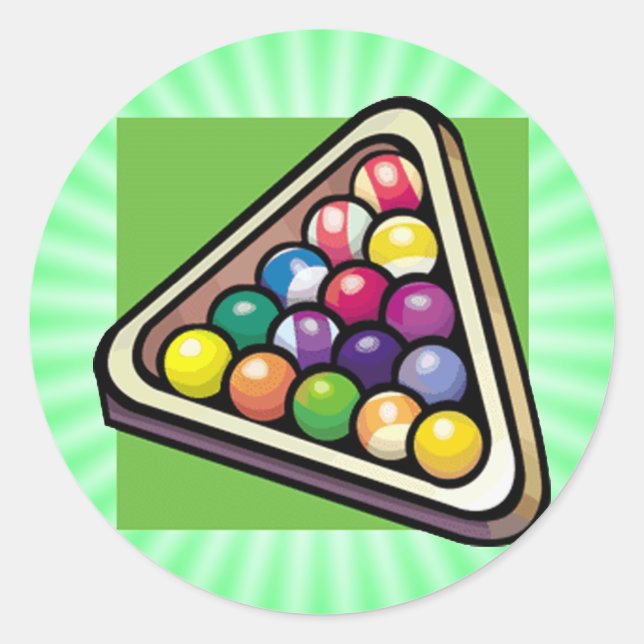 Grüne Billard; Pool Runder Aufkleber (Vorderseite)