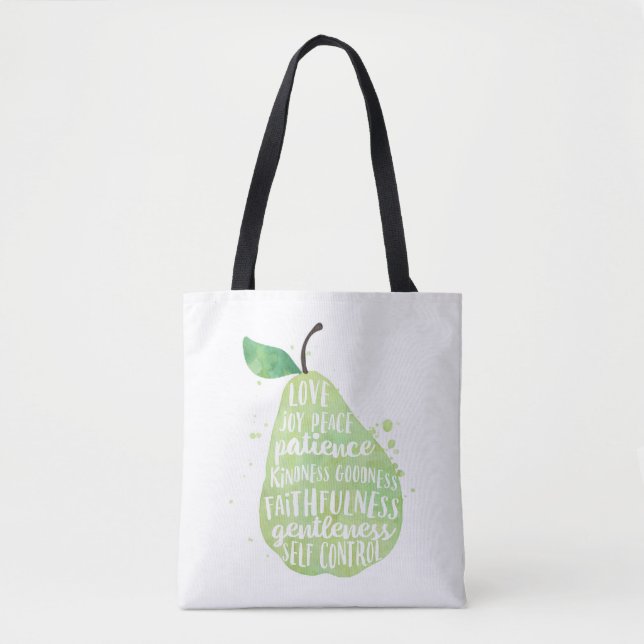 Grüne Birne und schöne Worte Tasche (Vorderseite)