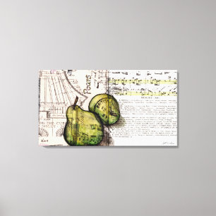 Grüne Birnenkollage - Illustration zur Leinwand