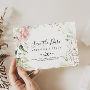 Grüne Blattblumen-Hochzeit Save The Date