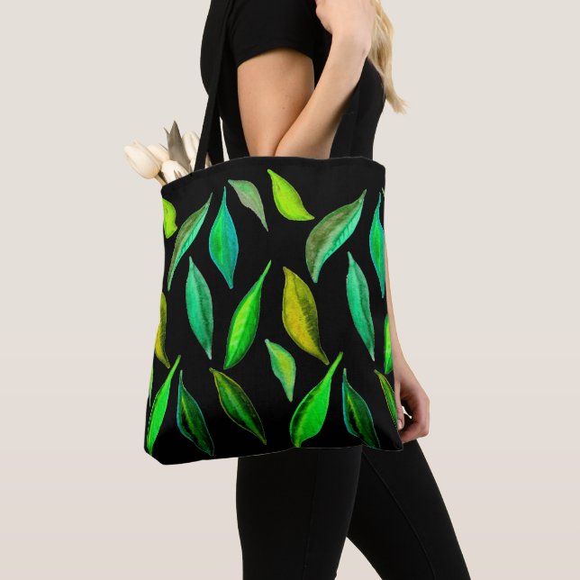 Grüne Blätter Aquarell Tasche (Von Nahem)