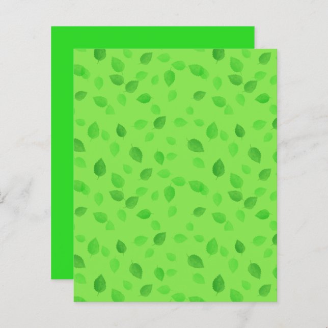 Grüne Blätter auf Green Craft/Scrapbook Card Klein (Vorne/Hinten)