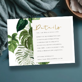 Grüne Blätter aus Palm Tropical Foliage Hochzeitsd Begleitkarte