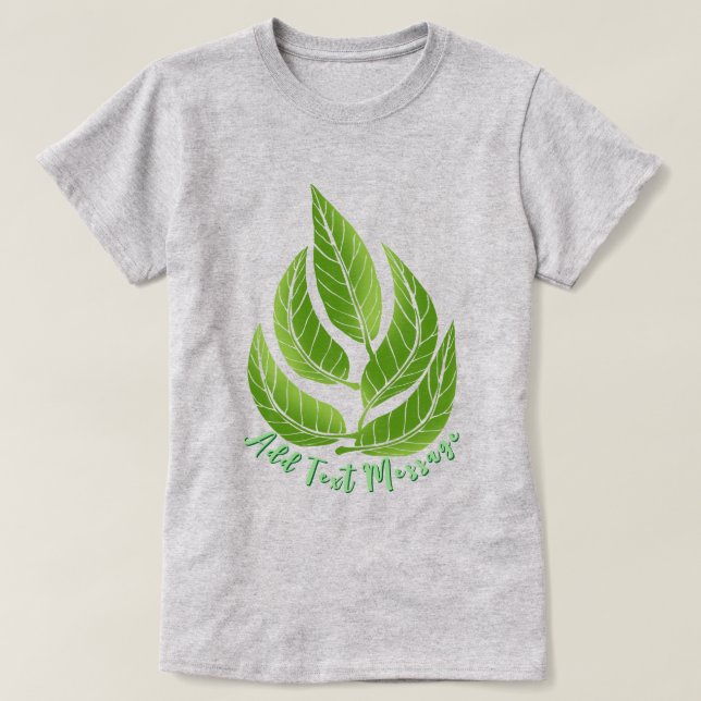 Grüne Blätter Blatt T-Shirt (Design vorne)