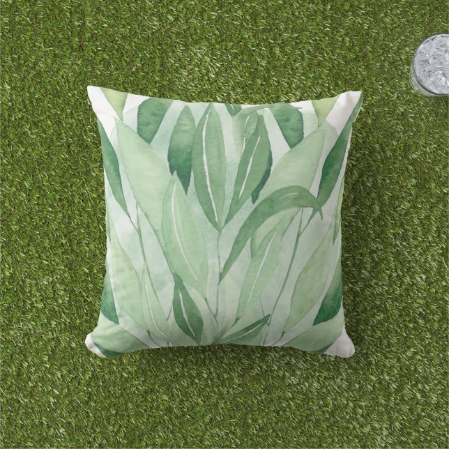 Grüne Blätter Blattbotanische Weiße Natur Kissen (Golfball-Marker)