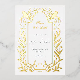 Grüne Blätter, die das Datum speichern Folieneinladung