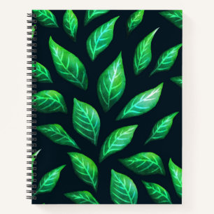 Grüne Blätter Dunkle Abstrakte Tinte Gezeichnet Mu Notizbuch