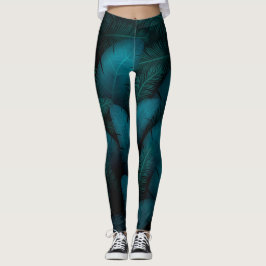 grüne Blätter dunkle Leggings