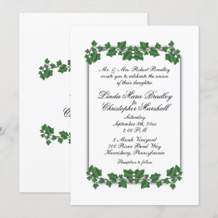 Grüne Blätter Einladung zur White Wedding
