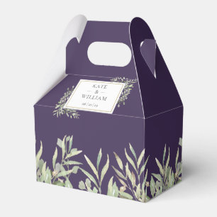 Grüne Blätter Elegante Lila Hochzeit Geschenkschachtel