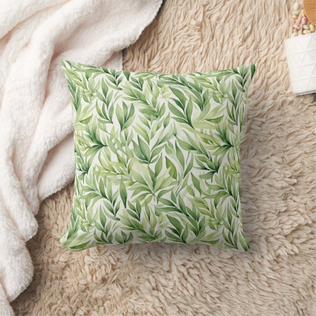 Grüne Blätter Elegante Moderne Natur Kissen (Decke)
