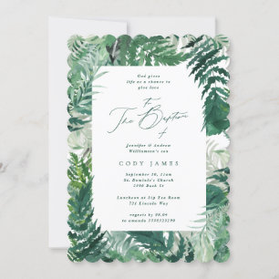 Grüne Blätter Elegantes botanisches Frame Taufe Fo Einladung