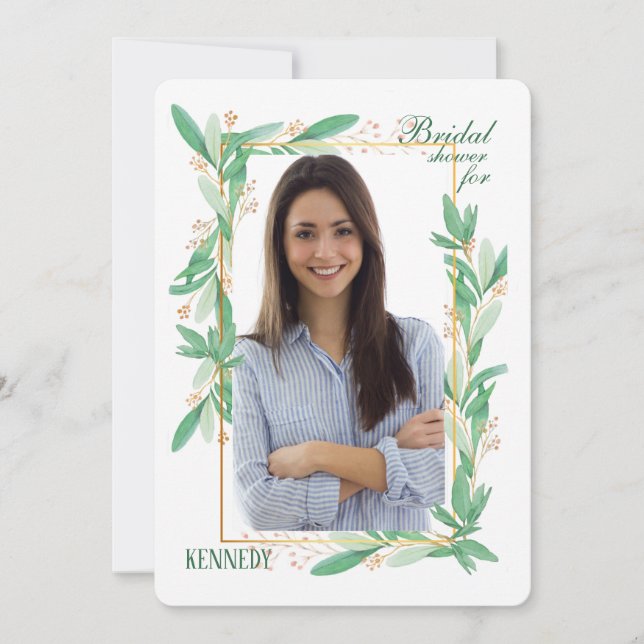 Grüne Blätter Foto Einladung (Vorderseite)