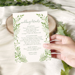 Grüne Blätter für Hochzeiten im Lush Woodland Deta RSVP Karte