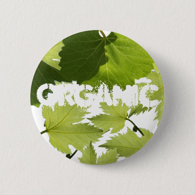 Grüne Blätter für Weintrauben Button (Vorderseite)