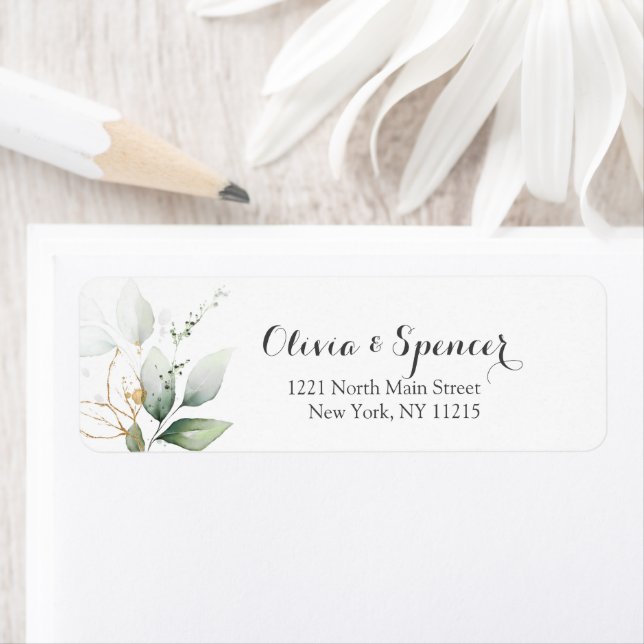 Grüne Blätter Gold Foil Aquarellschrift (Insitu)