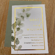 Grüne Blätter Goldfussborder Moderne Hochzeit