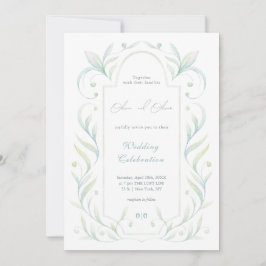 Grüne Blätter Hochzeit Einladung