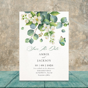 Grüne Blätter Hochzeit Save The Date