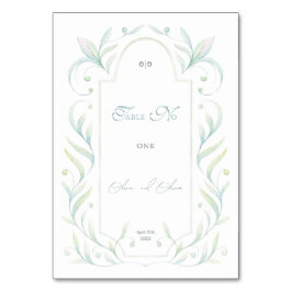 Grüne Blätter Hochzeit Tischnummer