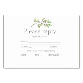 Grüne Blätter Hochzeitseinladung uAwg Tischnummer