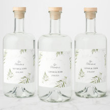 Grüne Blätter Hochzeitsflasche