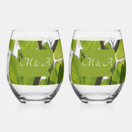 Grüne Blätter Hochzeitsglas Weinglas Ohne Stiel
