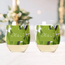 Grüne Blätter Hochzeitsglas Weinglas Ohne Stiel