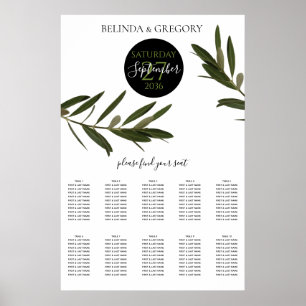 Grüne Blätter Hochzeitskarte Poster