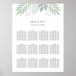 Grüne Blätter Hochzeitstabelle Poster