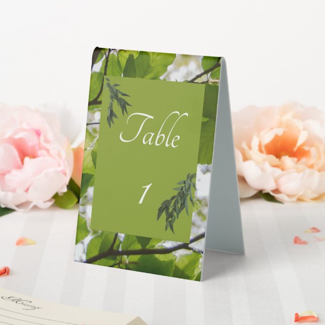 Grüne Blätter Hochzeitszeitszeichen Tischaufsteller (In Situ (Hochzeit))