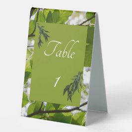 Grüne Blätter Hochzeitszeitszeichen Tischaufsteller