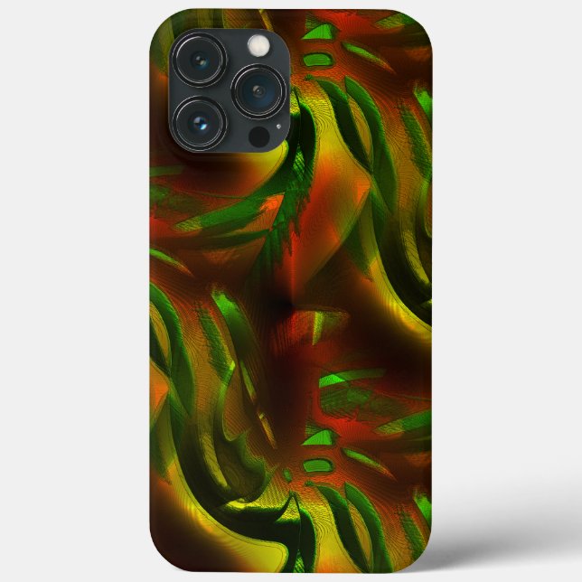 Grüne Blätter im Cutout-Stil mit digitalen Kratzer Case-Mate iPhone Hülle (Rückseite)