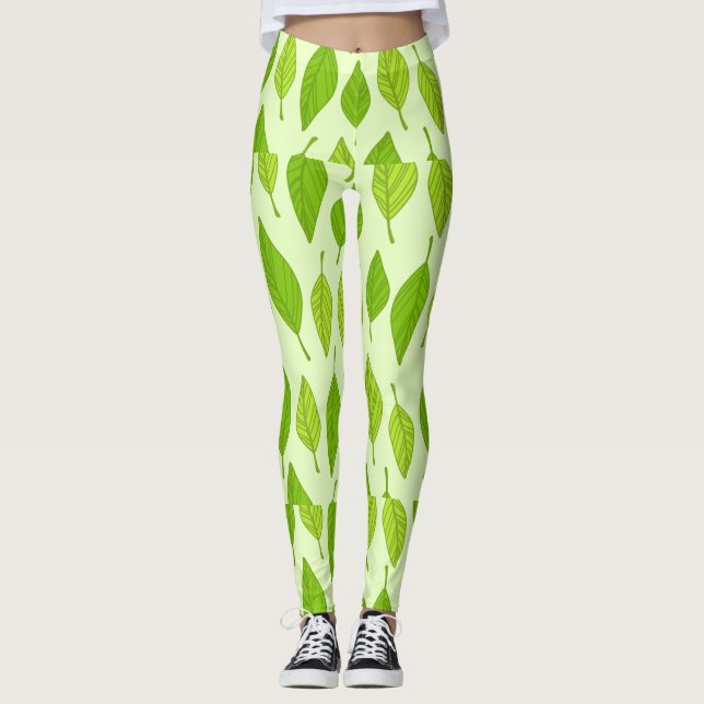 Grüne Blätter im Herbst Leggings (Vorderseite)