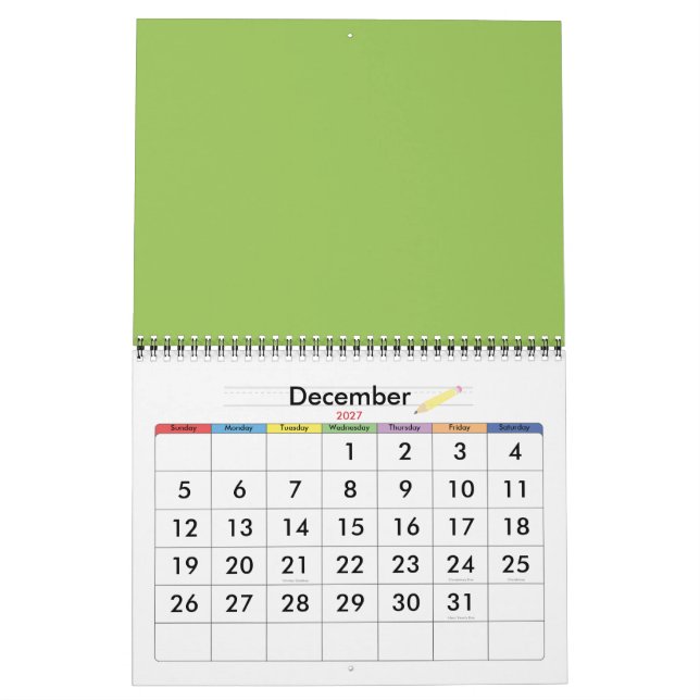 Grüne Blätter Kalender (Dez 2027)
