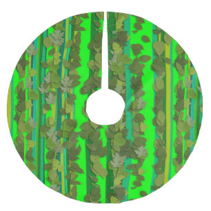 Grüne Blätter Leaf Stripe Muster Weihnachtsfeierta Polyester Weihnachtsbaumdecke